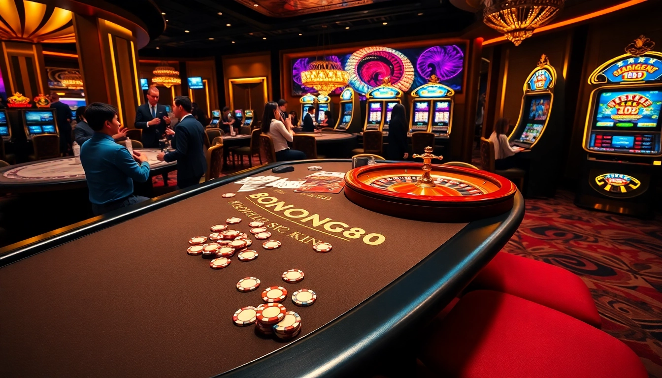 Bong88 players enjoying thrilling casino games at a luxurious blackjack table.